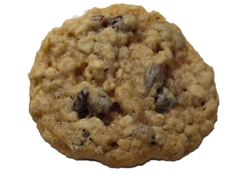 Traditional oatmeal raisin cookie with plump raisins for a classic treat.