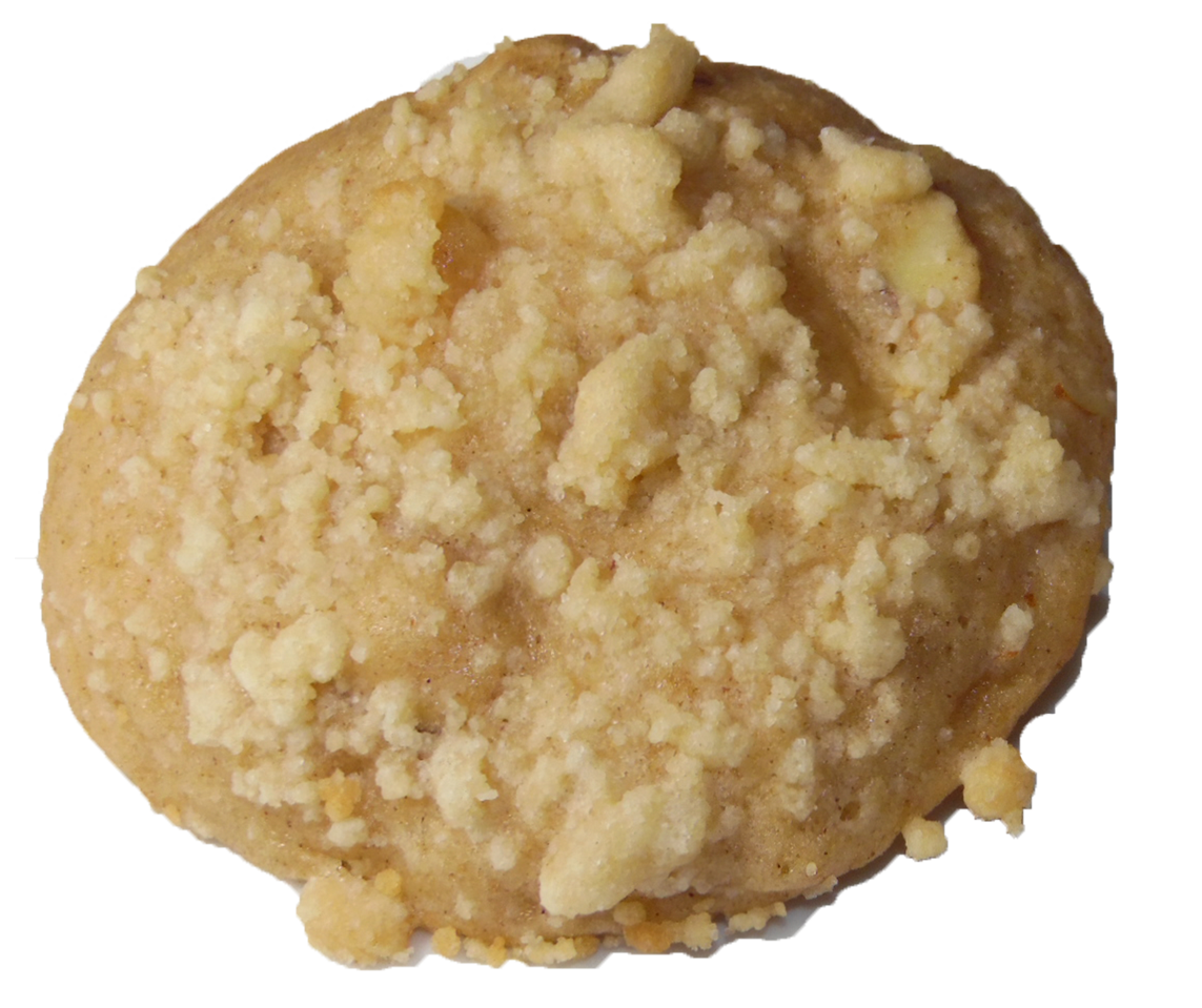 Dutch apple pie-inspired cookie with cinnamon-spiced apple pieces.